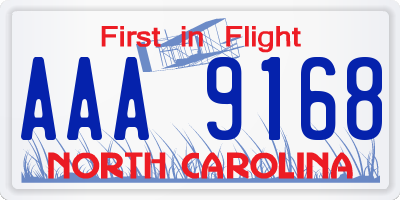 NC license plate AAA9168