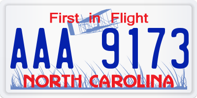 NC license plate AAA9173