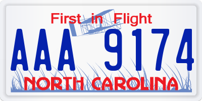 NC license plate AAA9174