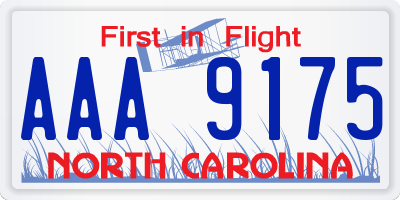 NC license plate AAA9175