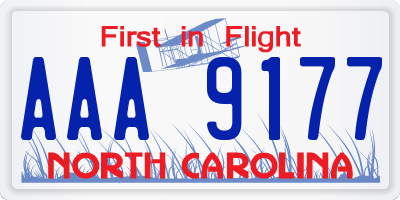 NC license plate AAA9177