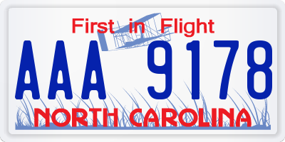 NC license plate AAA9178