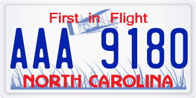 NC license plate AAA9180