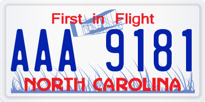 NC license plate AAA9181