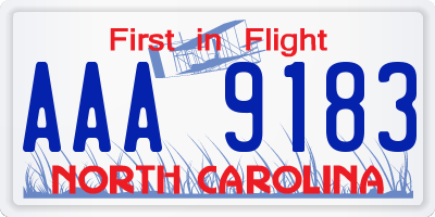 NC license plate AAA9183