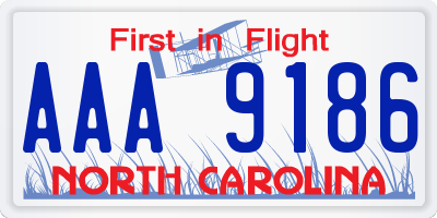 NC license plate AAA9186