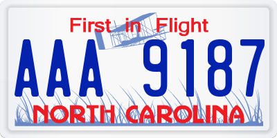 NC license plate AAA9187