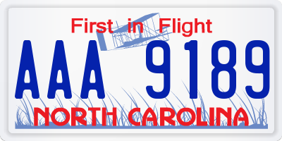 NC license plate AAA9189