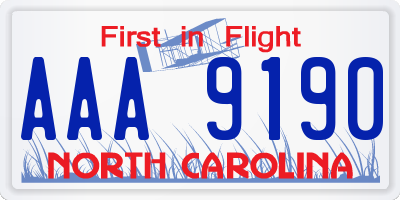 NC license plate AAA9190