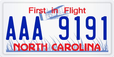 NC license plate AAA9191