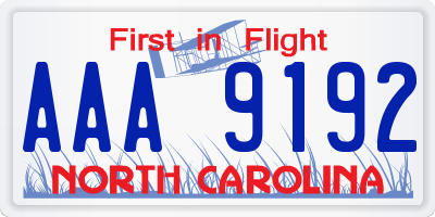 NC license plate AAA9192