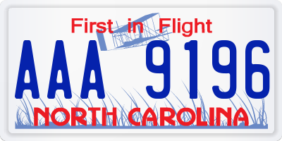 NC license plate AAA9196