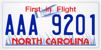 NC license plate AAA9201