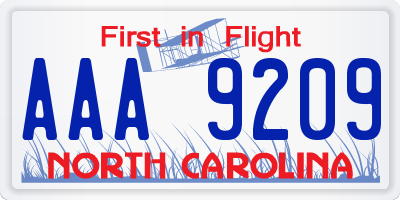 NC license plate AAA9209