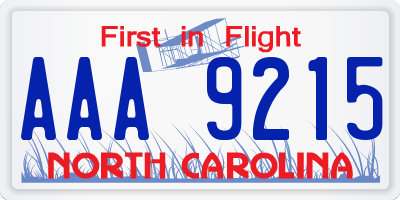 NC license plate AAA9215