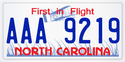 NC license plate AAA9219