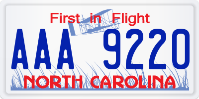 NC license plate AAA9220