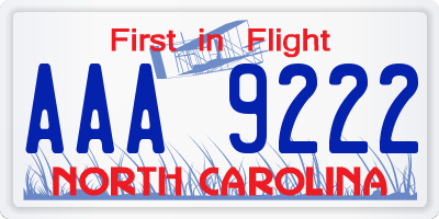 NC license plate AAA9222