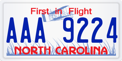 NC license plate AAA9224