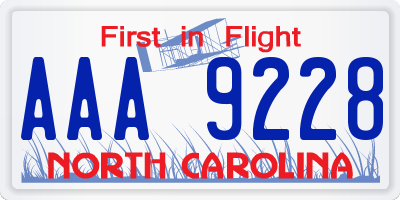 NC license plate AAA9228