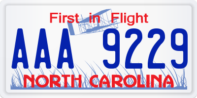 NC license plate AAA9229