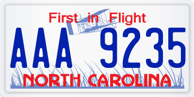 NC license plate AAA9235