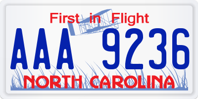 NC license plate AAA9236