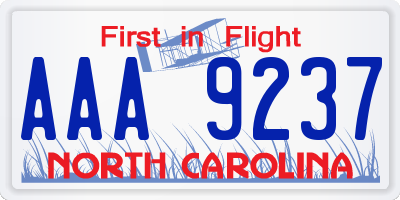 NC license plate AAA9237