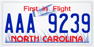 NC license plate AAA9239