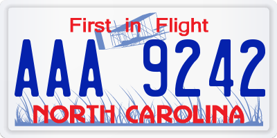 NC license plate AAA9242