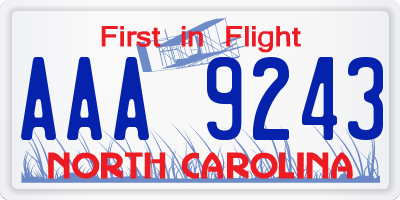 NC license plate AAA9243