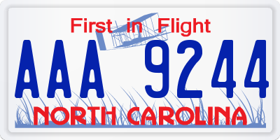 NC license plate AAA9244