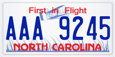 NC license plate AAA9245