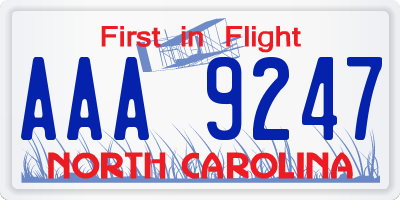 NC license plate AAA9247