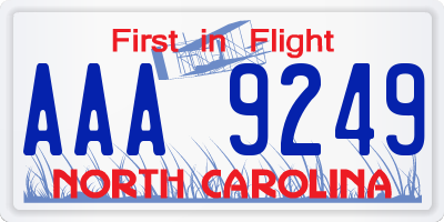 NC license plate AAA9249