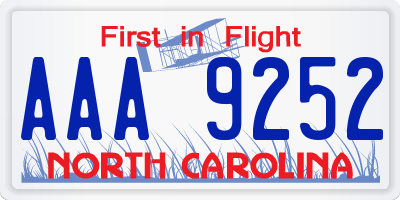 NC license plate AAA9252