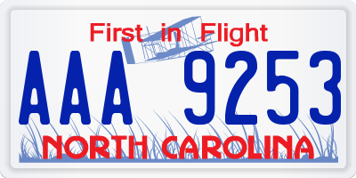 NC license plate AAA9253