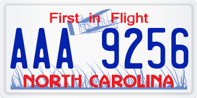 NC license plate AAA9256