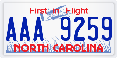 NC license plate AAA9259