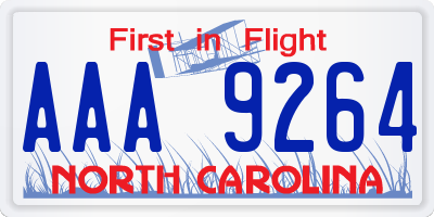 NC license plate AAA9264