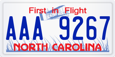 NC license plate AAA9267