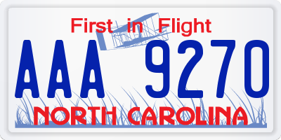 NC license plate AAA9270