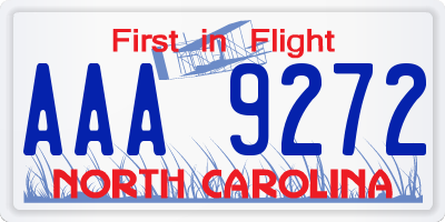 NC license plate AAA9272