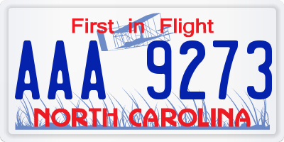 NC license plate AAA9273