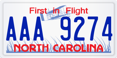 NC license plate AAA9274