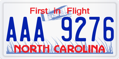 NC license plate AAA9276