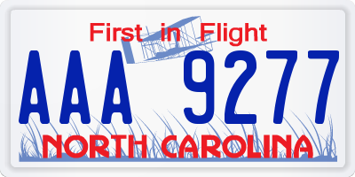 NC license plate AAA9277