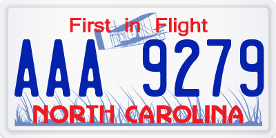 NC license plate AAA9279