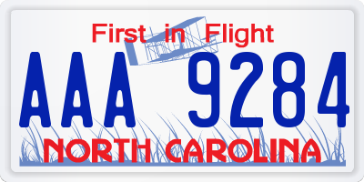 NC license plate AAA9284