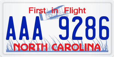 NC license plate AAA9286